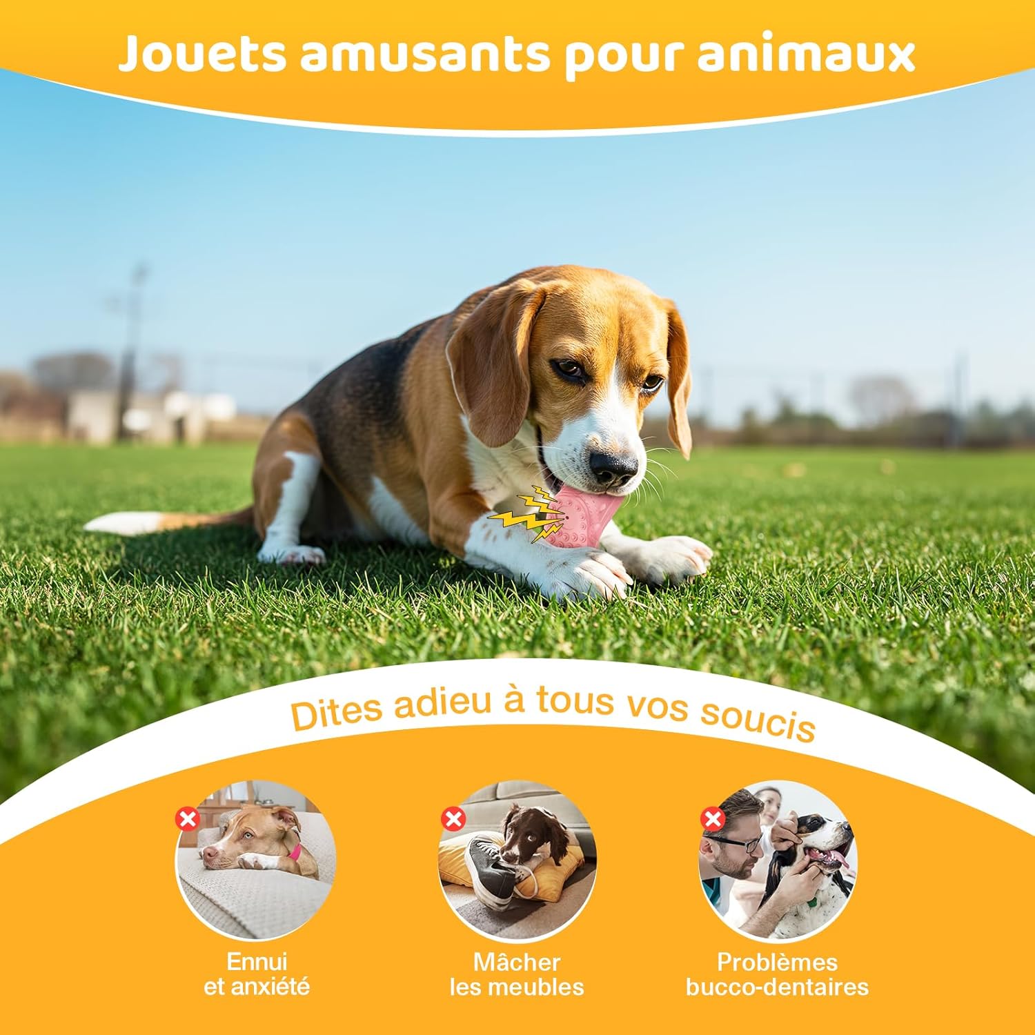 Thumbnail 3 de RUXAN Jouet pour Chien qui Couine en Caoutchouc Naturel — Saveur bœuf, 17 x 7,6 x 6,6 cm, pour tous les chiens (Rose)