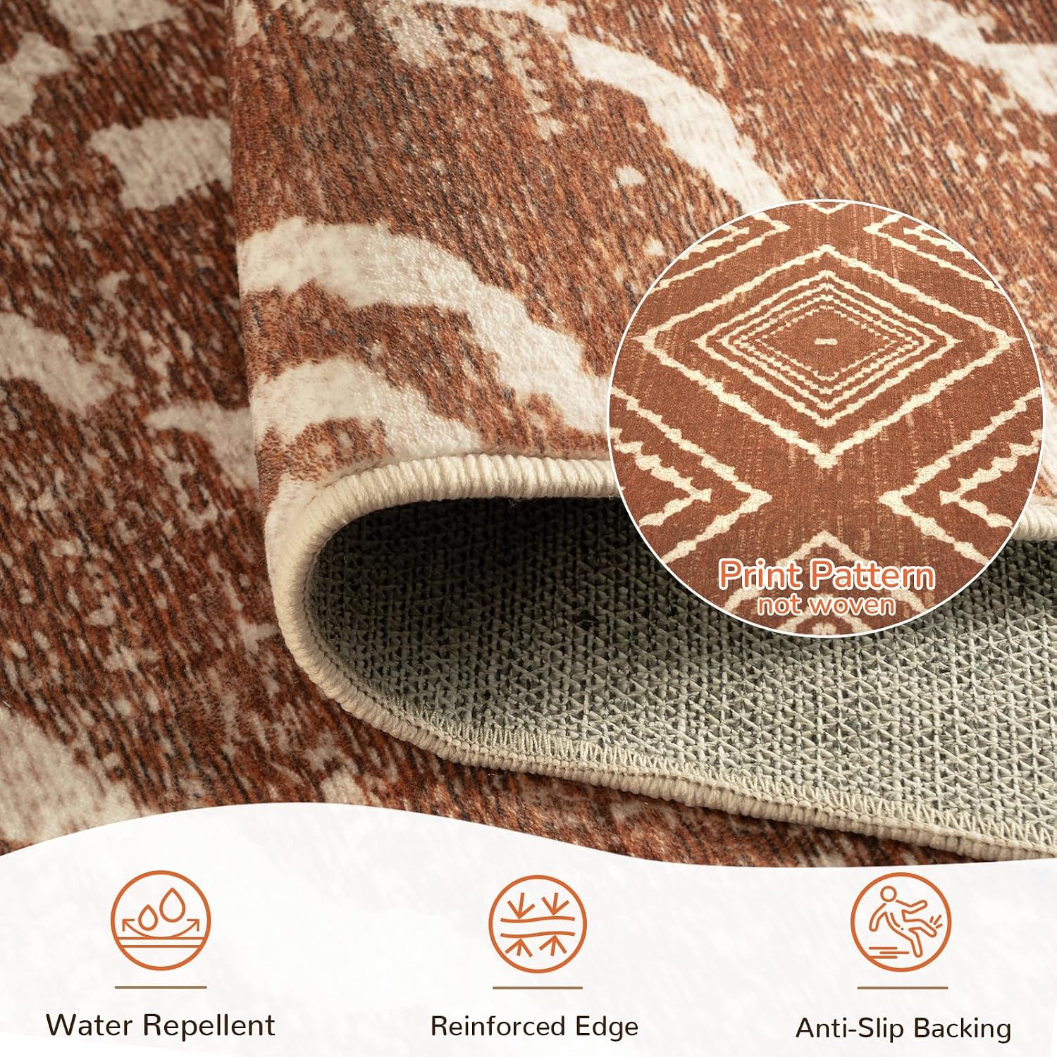Detalle de Area Rug 8x10 Machine Washable Low Pile Rug 📐