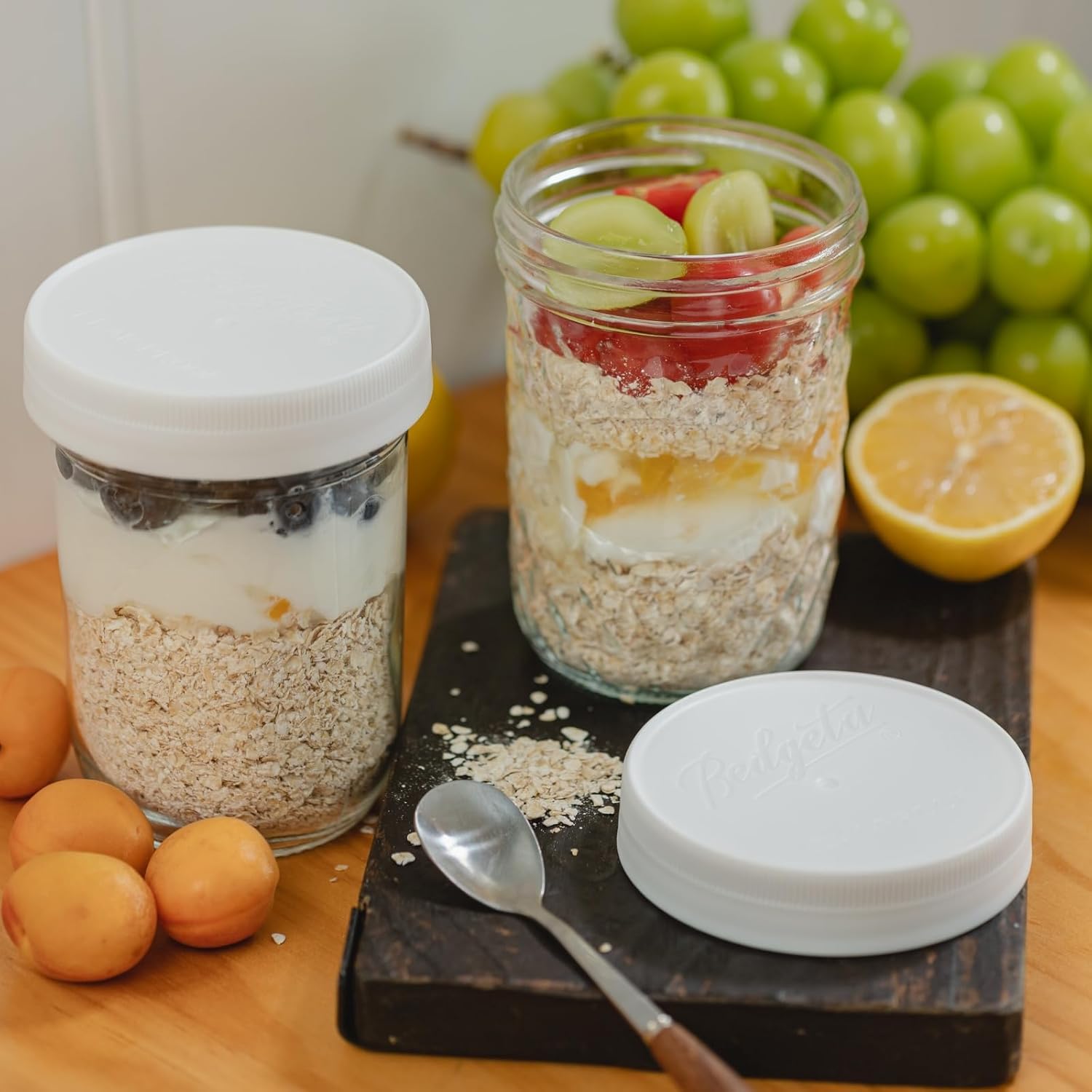 Thumbnail 1 de Yodecy 12-Pack 16 oz Wide Mouth Clear Mason Jars with Silver Lids (Airtight Storage)