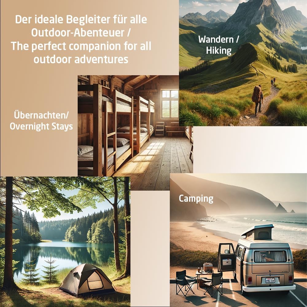 Detalle de MIQIO 2in1 Hüttenschlafsack Ultra leicht mit Reißverschluss – vielseitiger Reiseschlafsack und XL Reisedecke