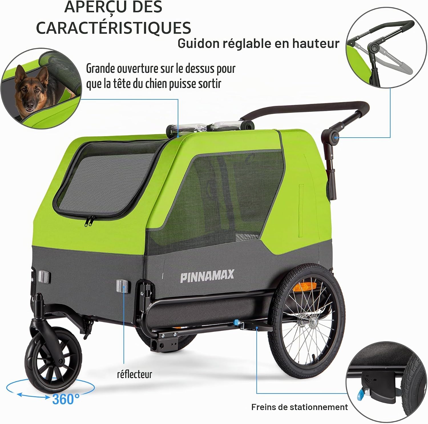 Thumbnail 2 de Remorque pour Chien PINNAMAX pour vélo – Poussette 2-en-1 jusqu’à 45 kg
