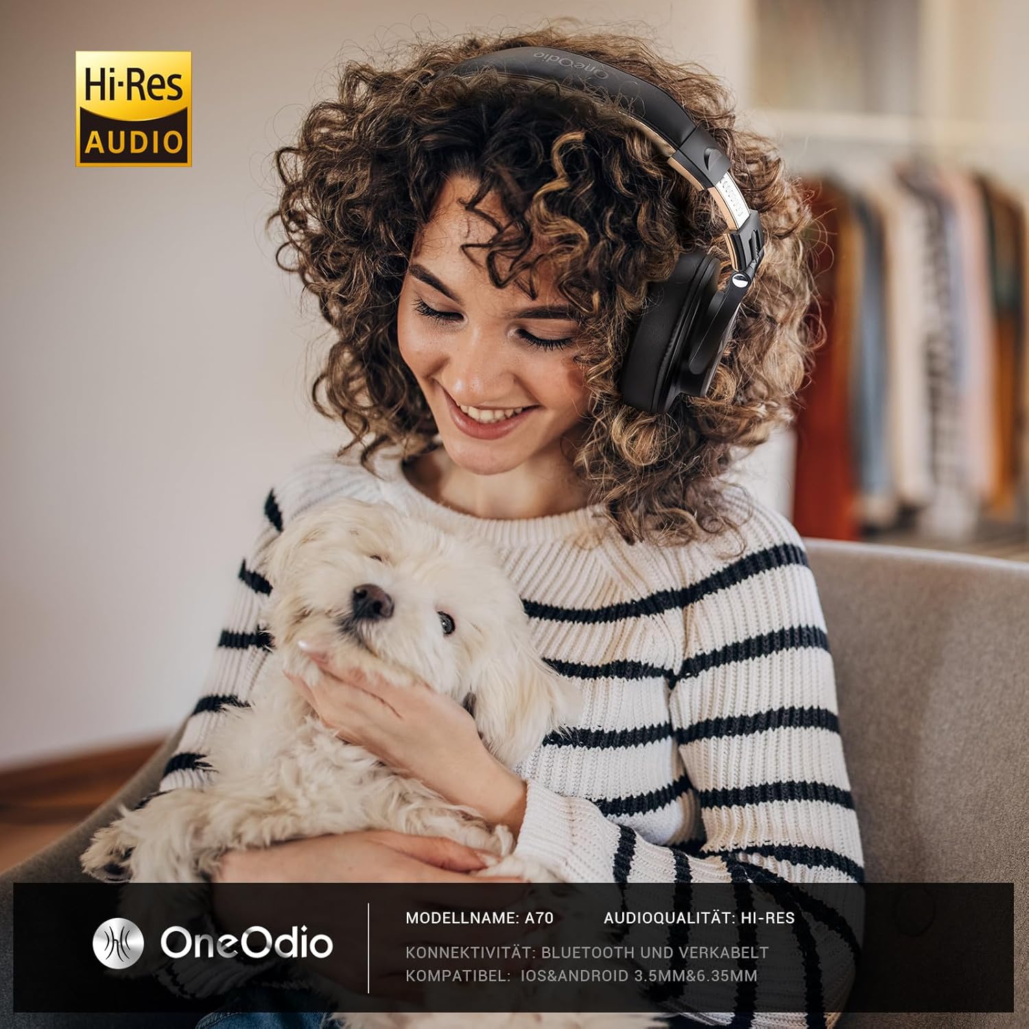Detalle 2 de OneOdio A70 Fusion Bluetooth Kopfhörer Over Ear Gold