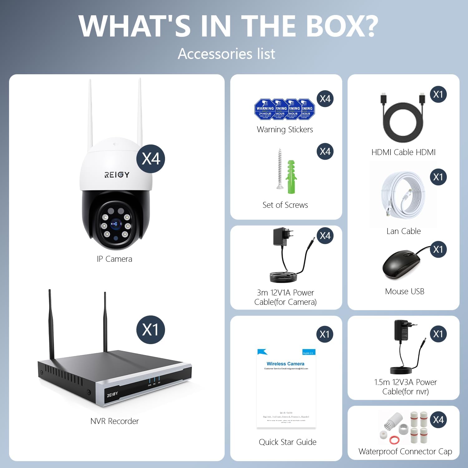 Thumbnail 6 de Kit videosorveglianza WiFi REIGY da 5MP: 16 canali con NVR + 4 telecamere esterne