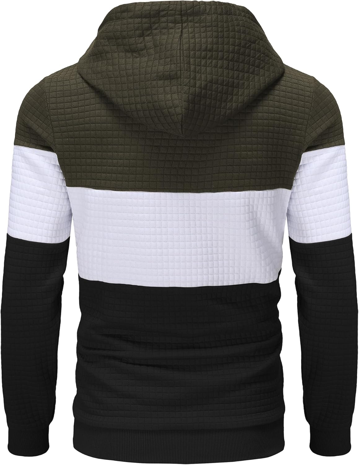 Detalle 2 de YuKaiChen Men's Hoodies Pullover with Patchwork Plaid Jacquard