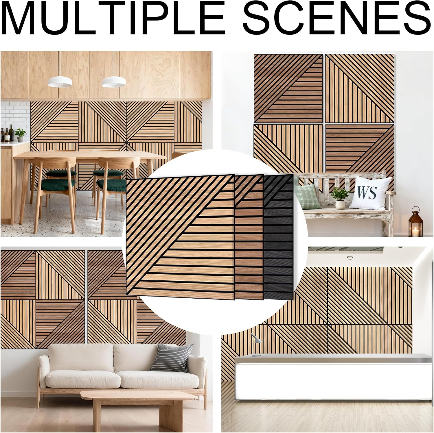 Detalle de WoveN SounD Natural Oak Acoustic Wall Panels, 8-Pack, Self-Adhesive