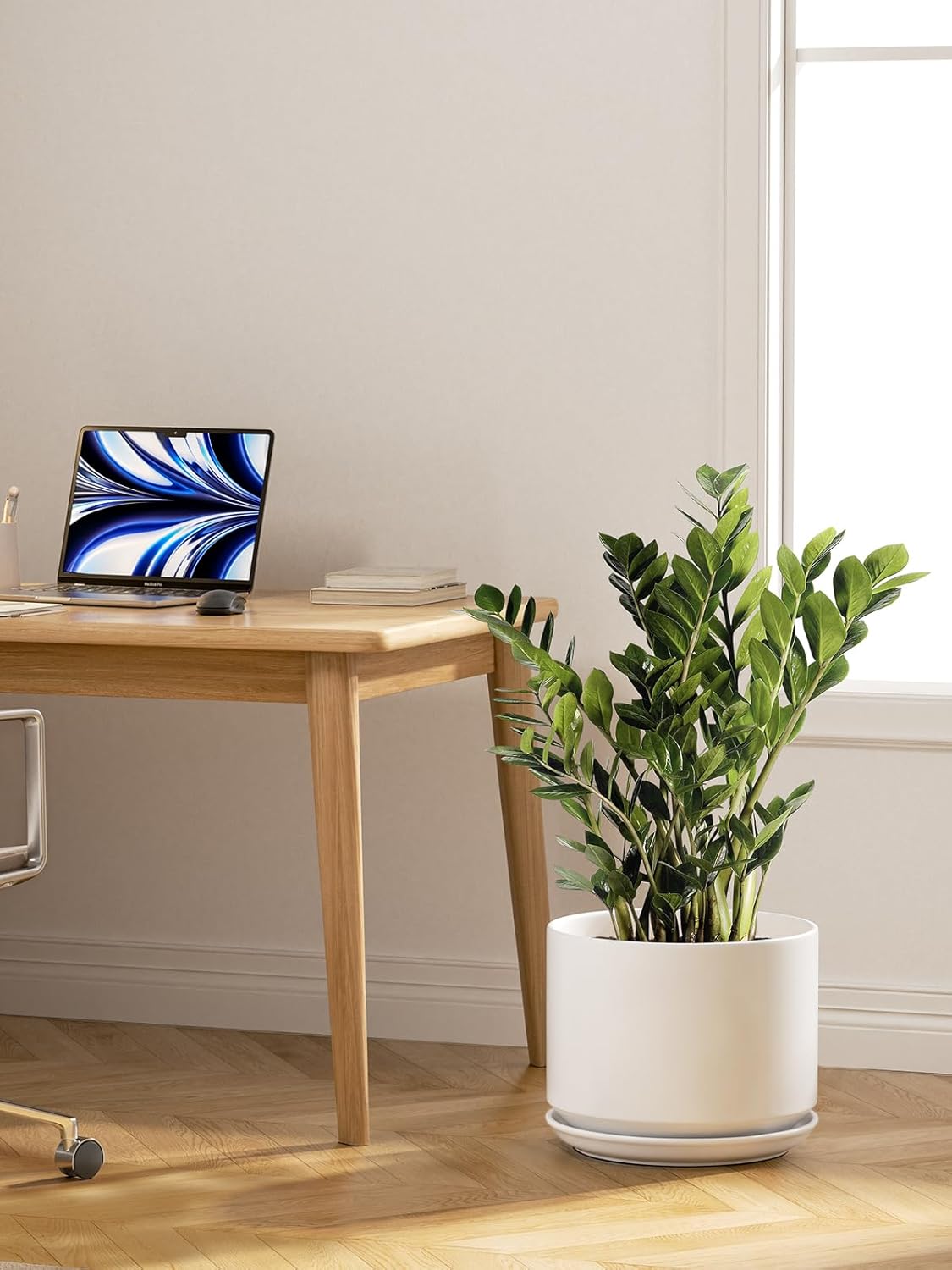 Thumbnail 3 de LE TAUCI 30 cm Plant Pot — Large White Ceramic Planter with Drainage for Indoors