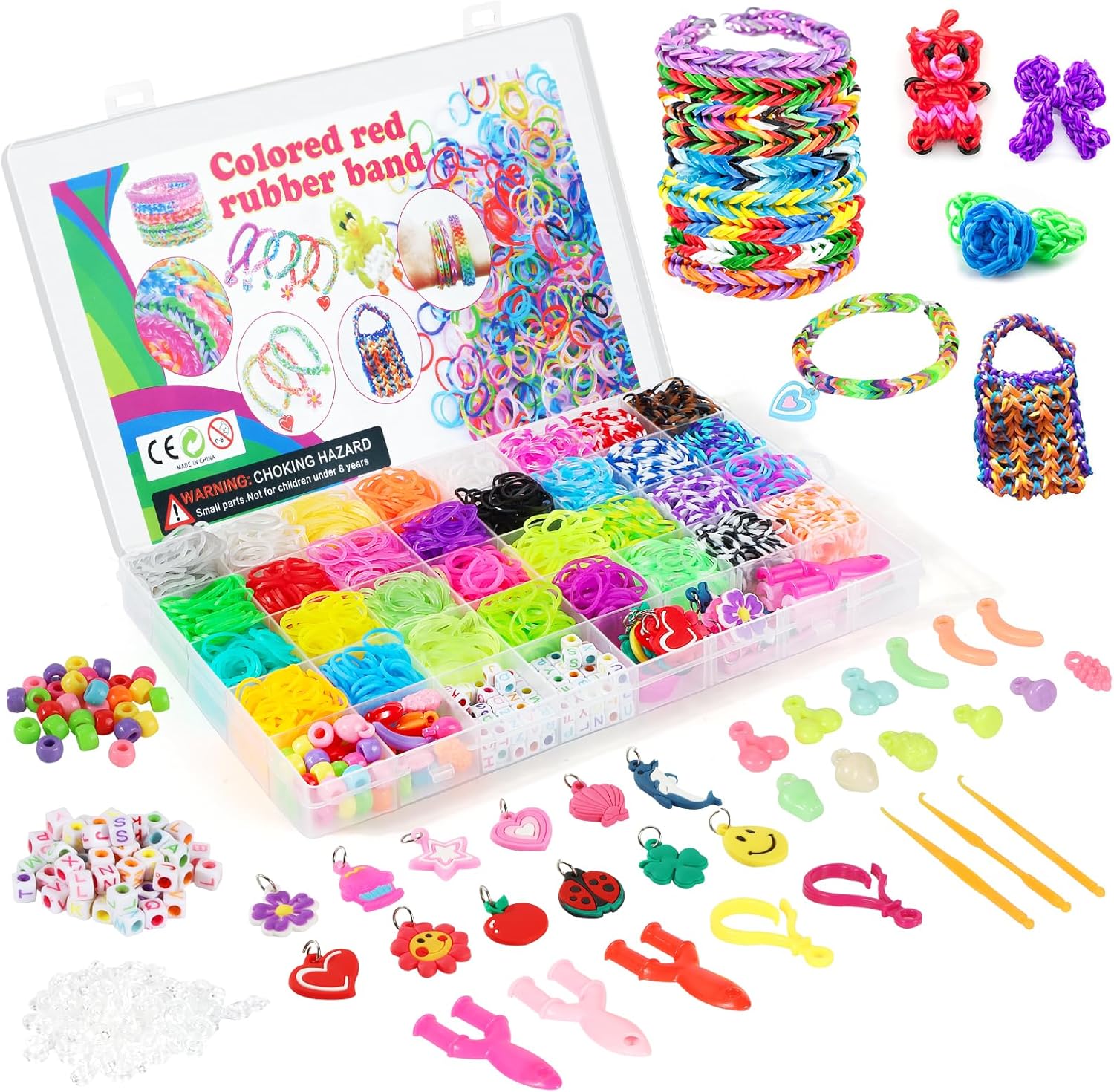 Detalle de URMYWO Loom Bänder Set (2800+), 32 Farben – Zubehör für Armbänder, Basteln & DIY