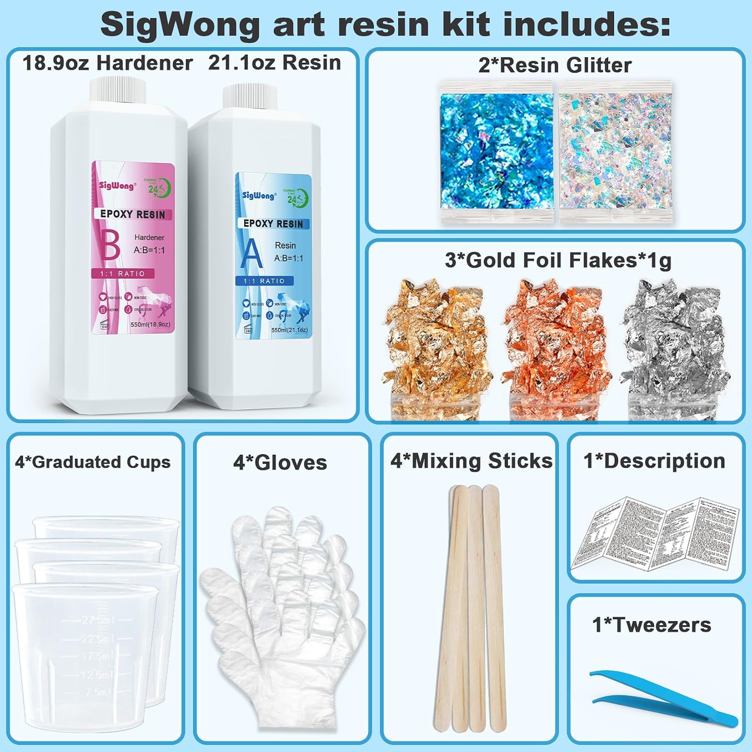 Thumbnail 1 de Epoxy Resin Crystal Clear Coating Kit 1135g 1:1