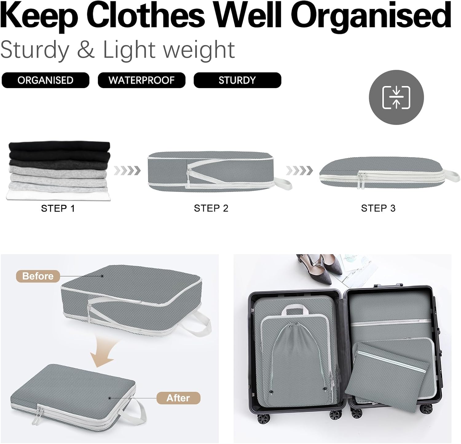 Thumbnail 1 de Compression Packing Cubes 9 Pack
