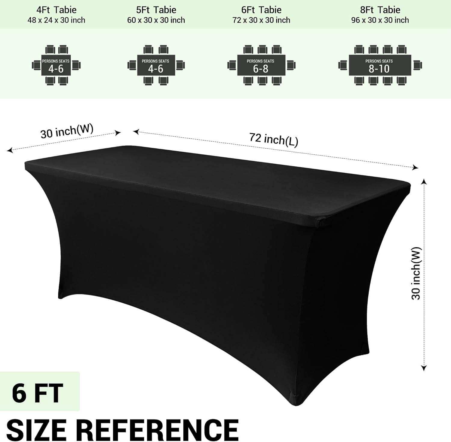 Thumbnail 2 de Ob stal 6ft Stretch Black Tablecloth 📐