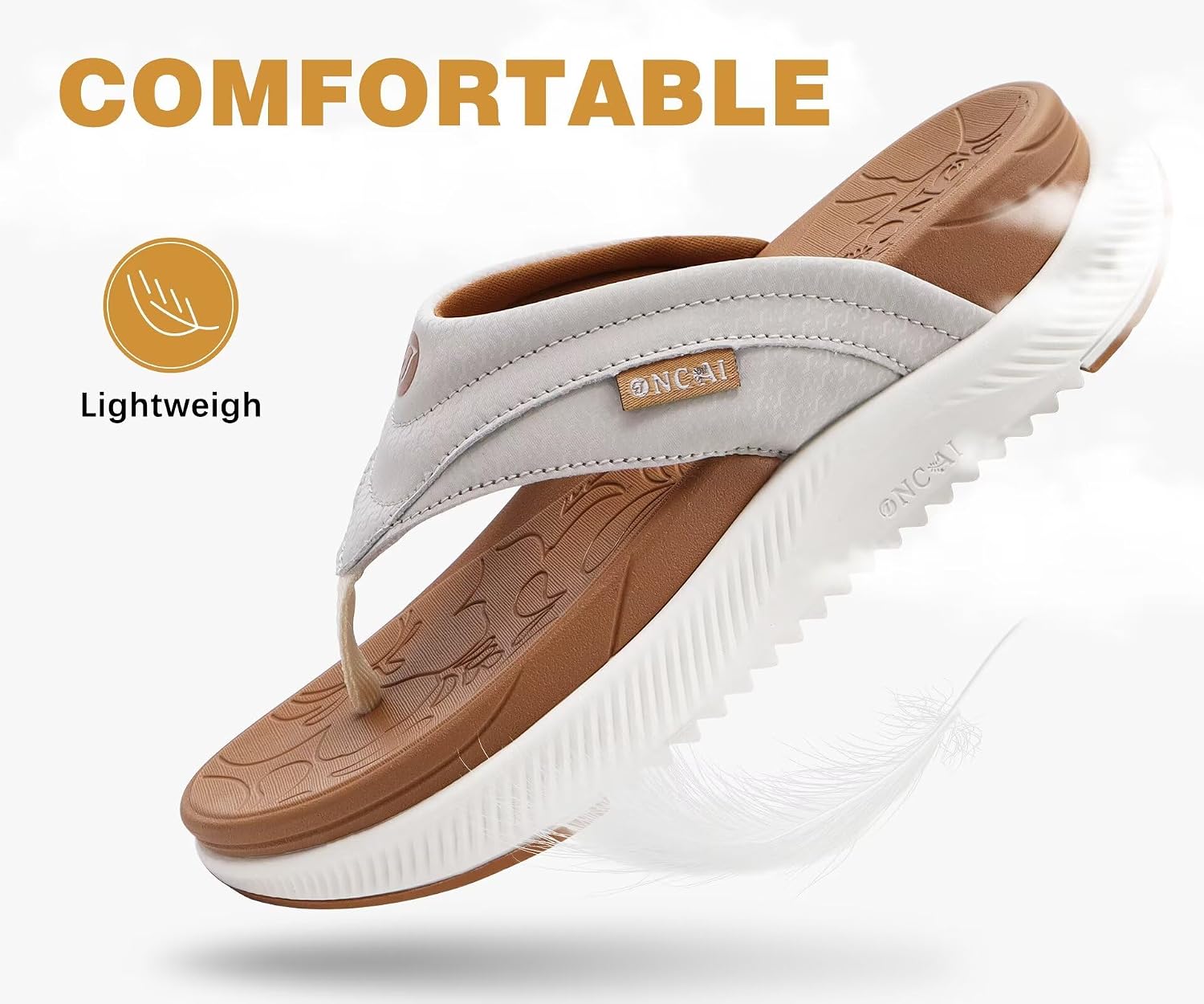 Detalle de ONCAI Women's Orthotic Cushion Flip Flops: Arch Support and Recovery Footwear for Everyday Comfort