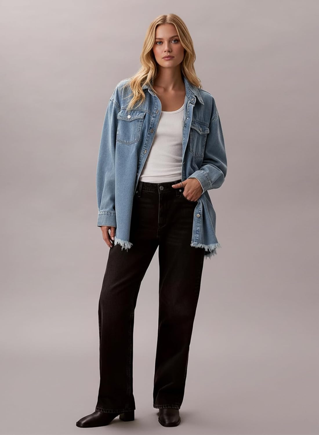 Thumbnail 3 de Dokotoo Women's Oversized Denim Jacket: Versatile Casual Outerwear