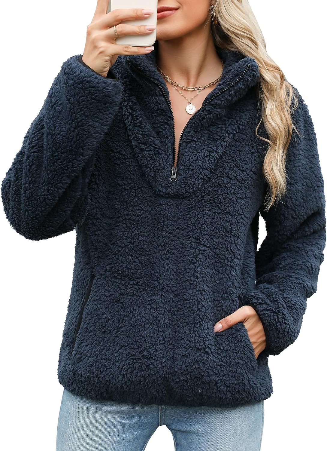 Thumbnail 6 de Tuopuda Sweatshirt Femme Polaire Zippé 1/4