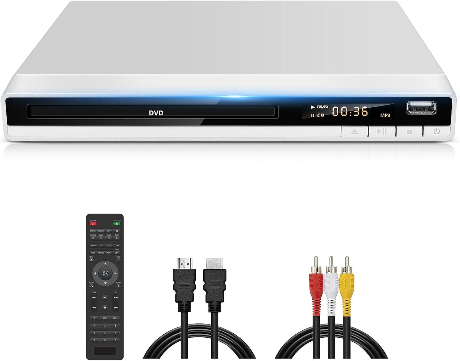 Detalle de Region‑free DVD Player for TV 1080p HD