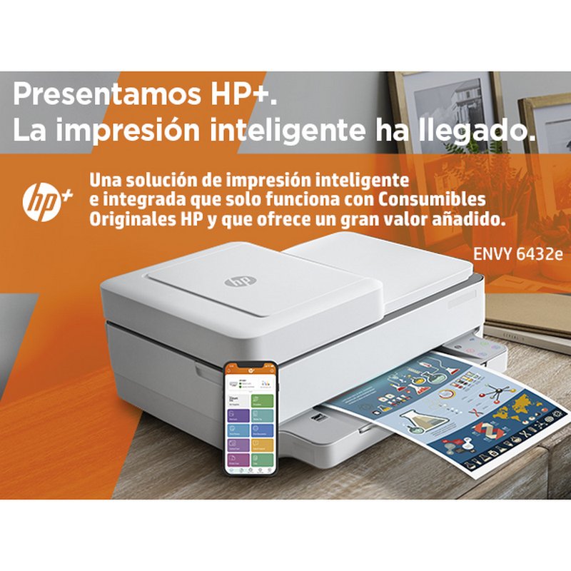 Detalle de HP Envy 6432e: Impresora Multifunción Color con Dúplex WiFi y Fax