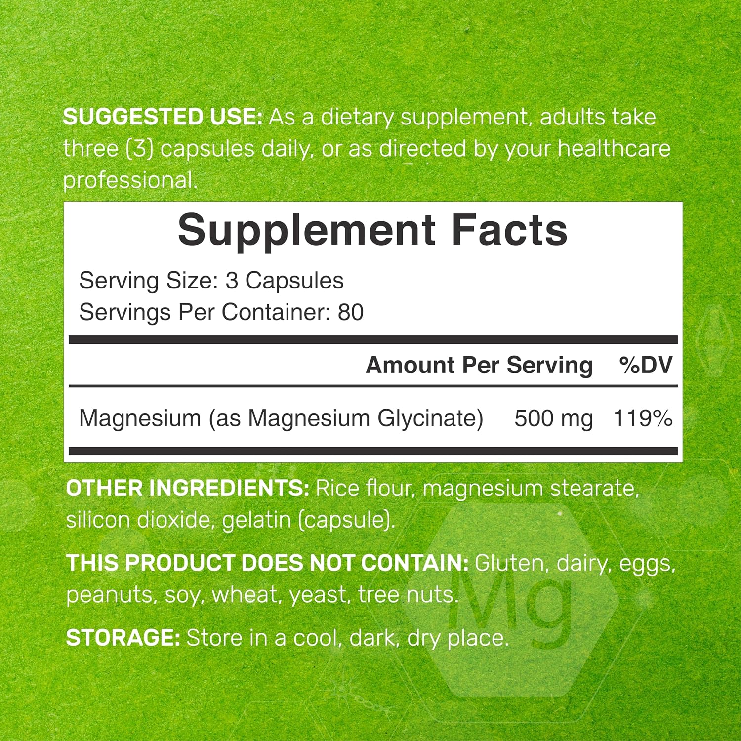Detalle de Magnesium Glycinate Supplement 500mg