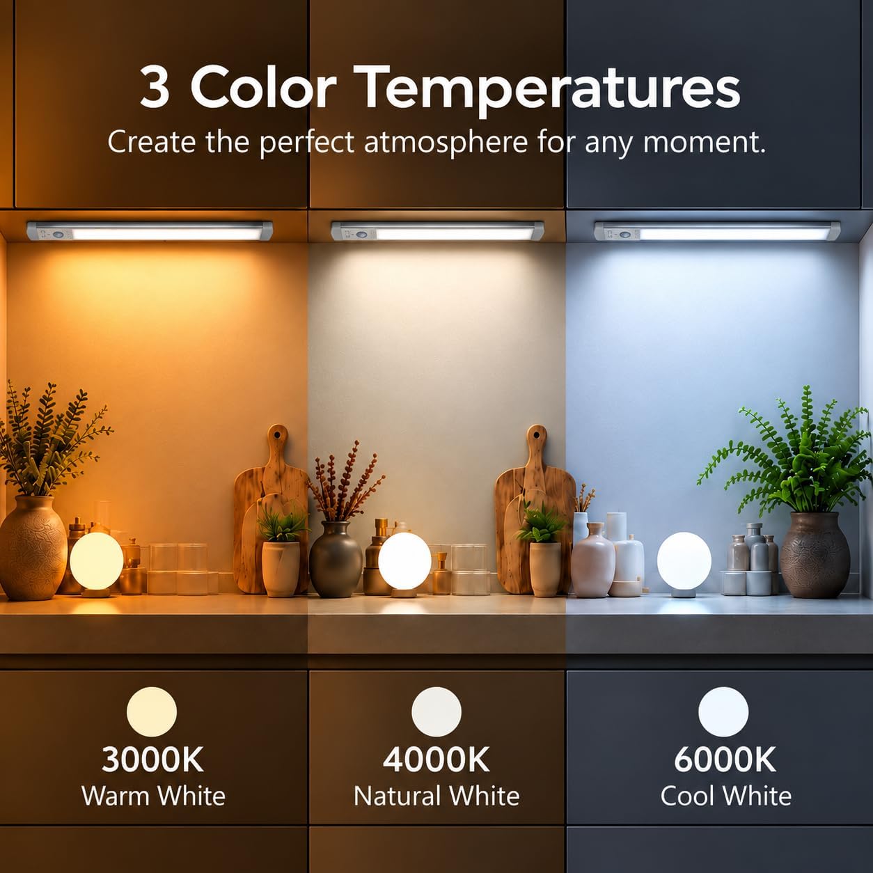 Thumbnail 3 de CPFLITA UCL-4Pack-24cm. Under-Cabinet Lights, Motion Sensor, 3 Color Temps