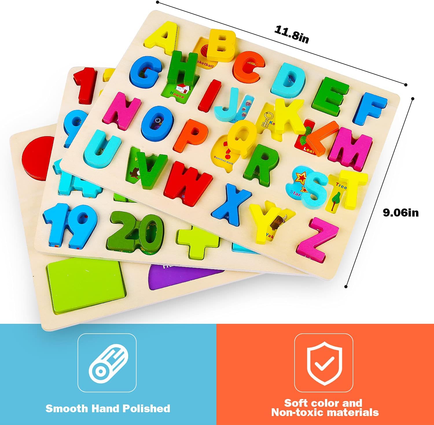Thumbnail 6 de Voamuw Wooden Puzzles for Toddlers 3pcs set