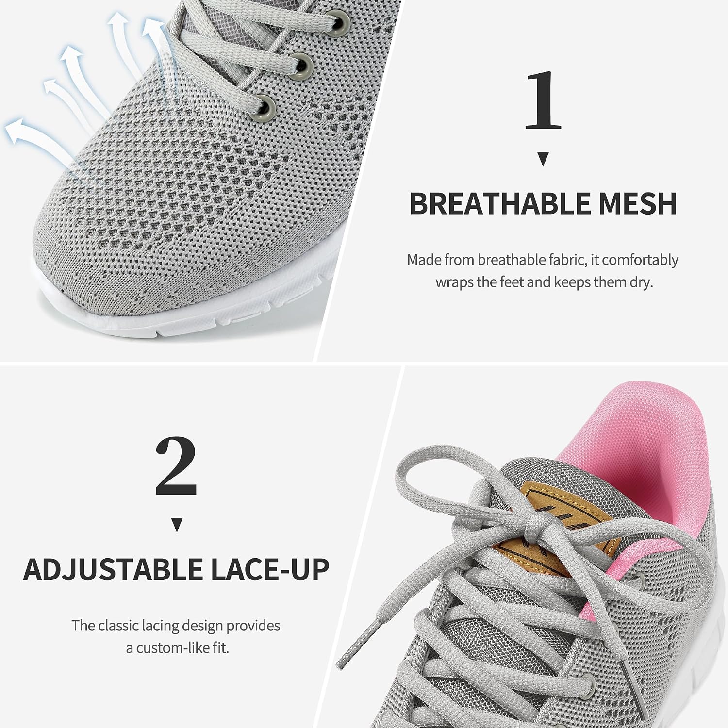 Detalle de FUDYNMALC Women’s Fashion Lightweight Sneakers with Memory Foam Insole and Non-Slip EVA Sole