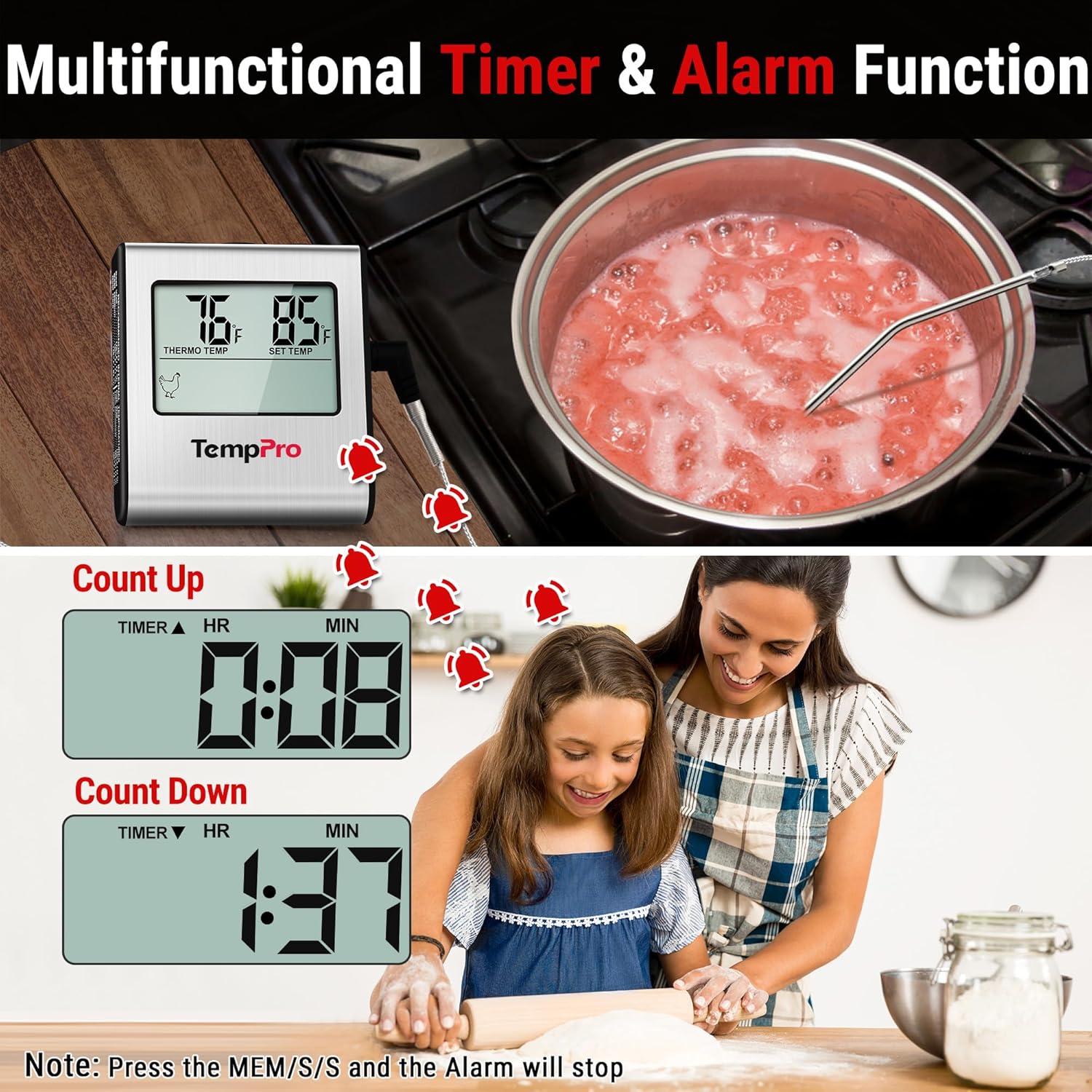 Thumbnail 2 de ThermoPro TP-16 Digital Meat Thermometer with Stainless Steel Probe and Timer