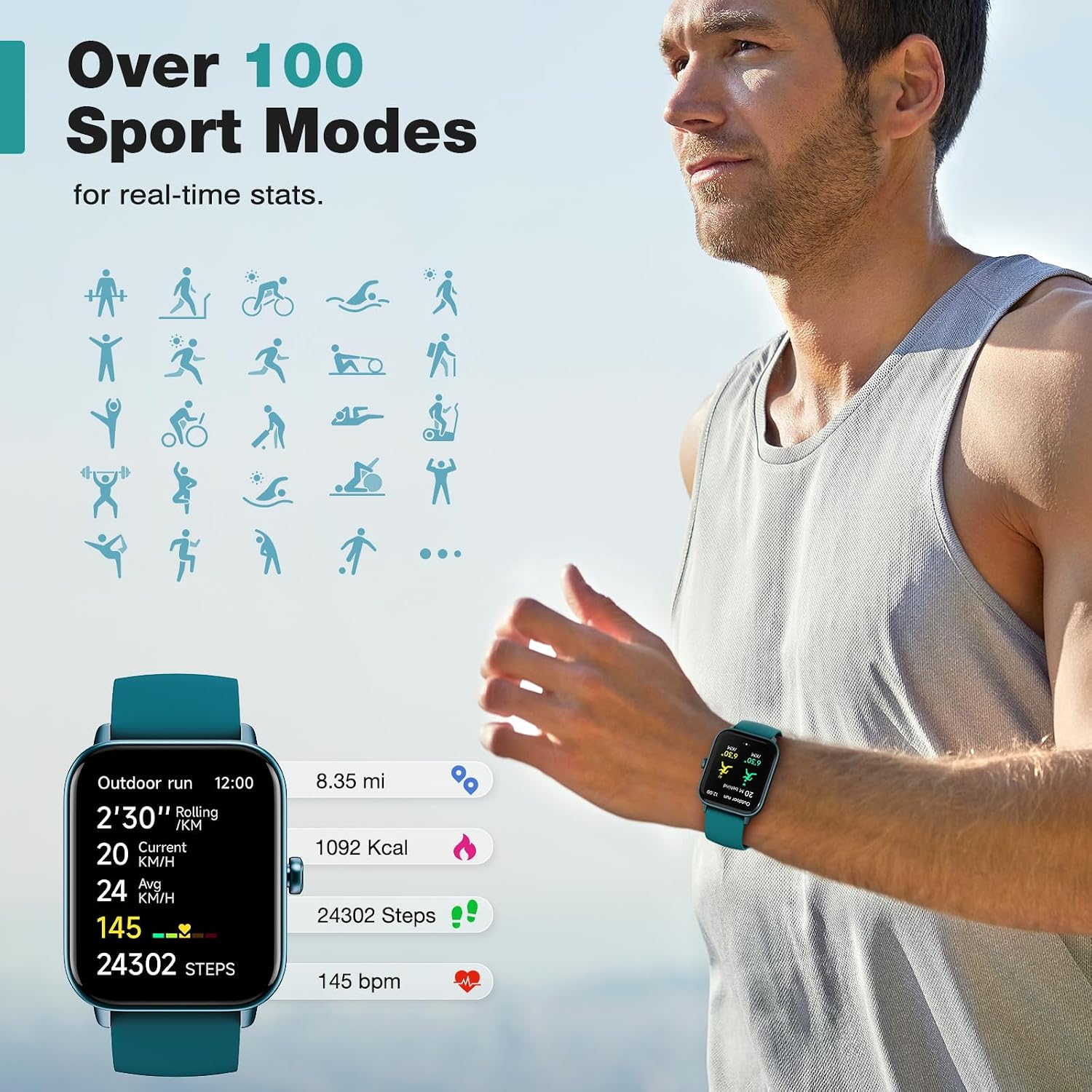 Thumbnail 4 de Smart Watch for Men and Women with Heart Rate Monitor 💚