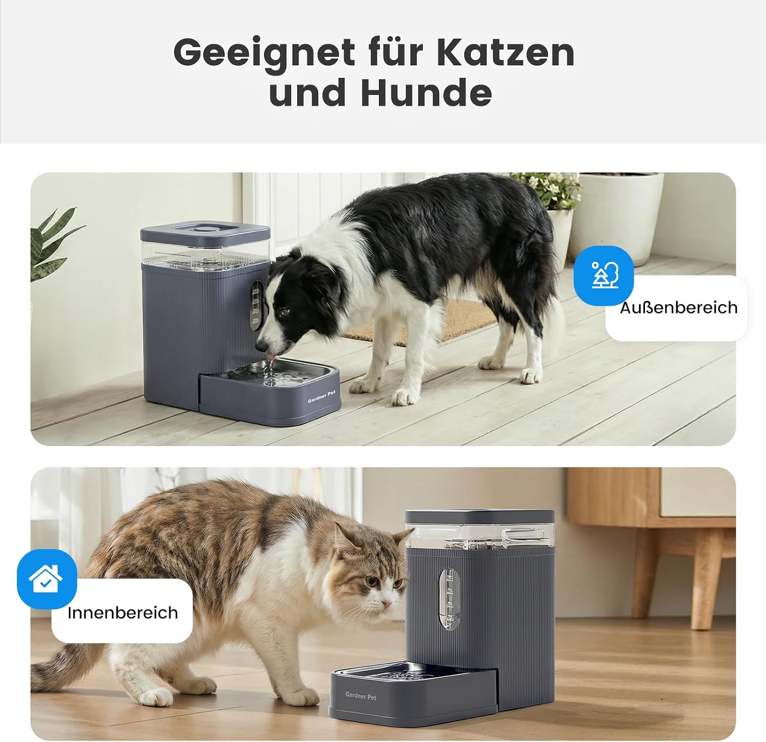 Detalle 2 de Gardner Pet 6,5-L automatischer Wasserspender mit Edelstahlschüssel (Schwerkraft, ohne Strom)