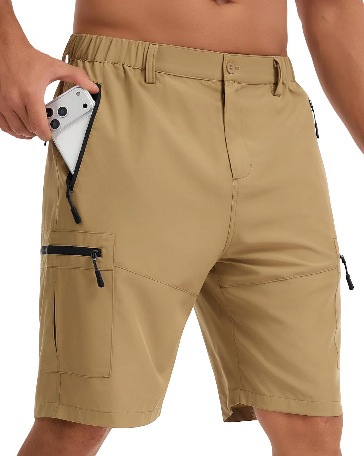 Thumbnail 5 de YUTYTH Mens Cargo Shorts with 5 Zip Pockets – Lightweight, Water-Resistant Quick-Dry Hiking Shorts