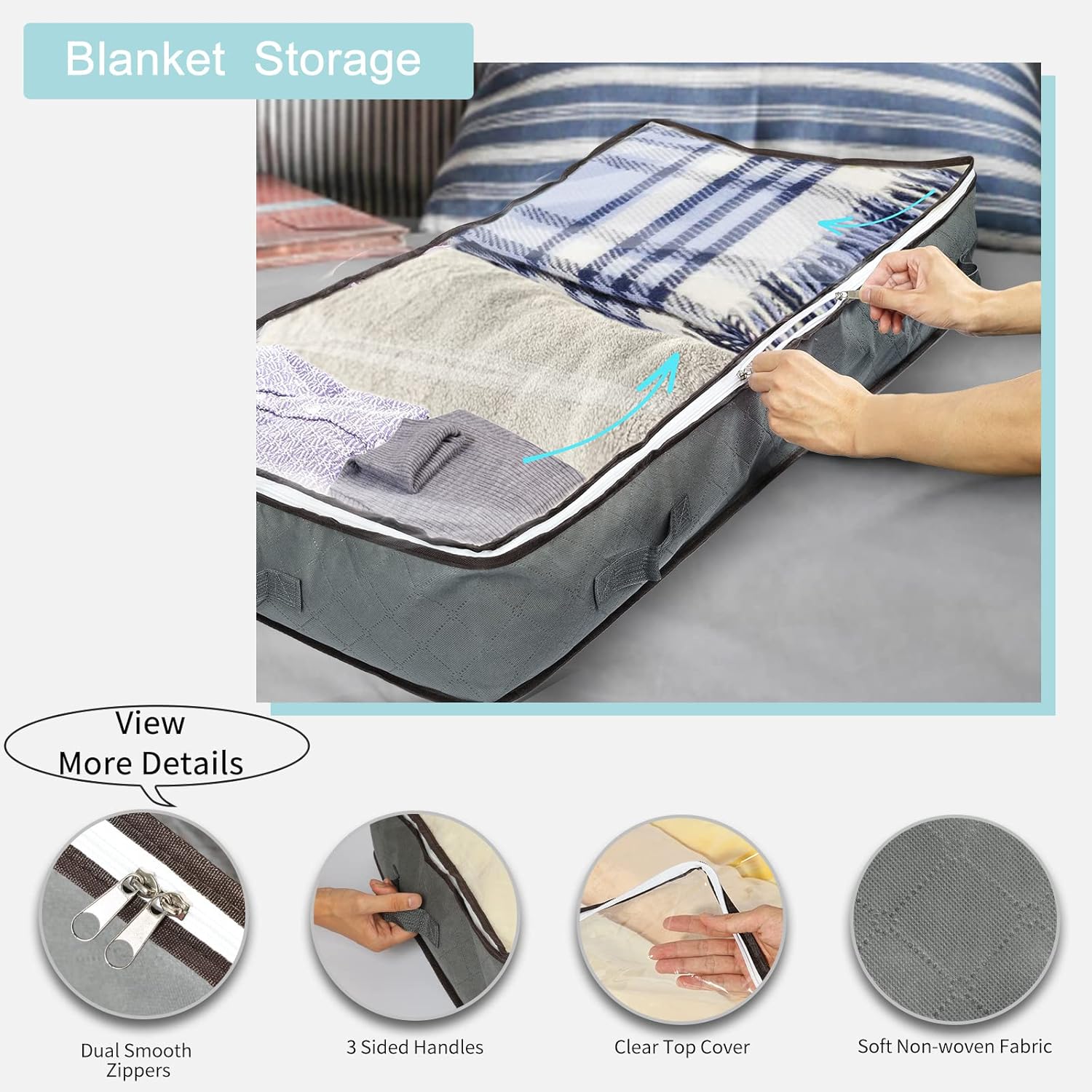 Thumbnail 4 de MIXC 4 Pack Underbed Storage Boxes (100L Each) with Lids