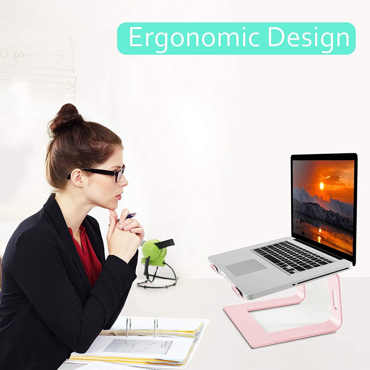 Thumbnail 6 de Orionstar aluminium laptop stand for desk (pink) – ergonomic riser for 10–15.6 inch laptops