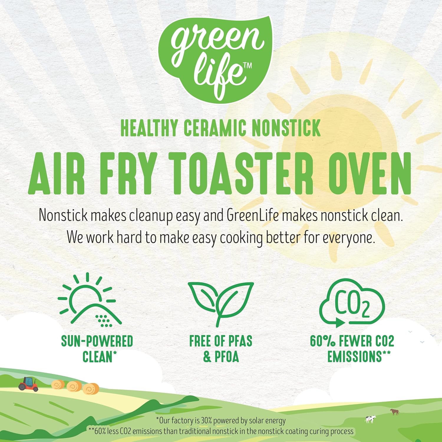 Thumbnail 3 de GreenLife Countertop Toaster Oven Air Fryer Stainless Steel with PFAS-Free Ceramic Nonstick Pan & Basket