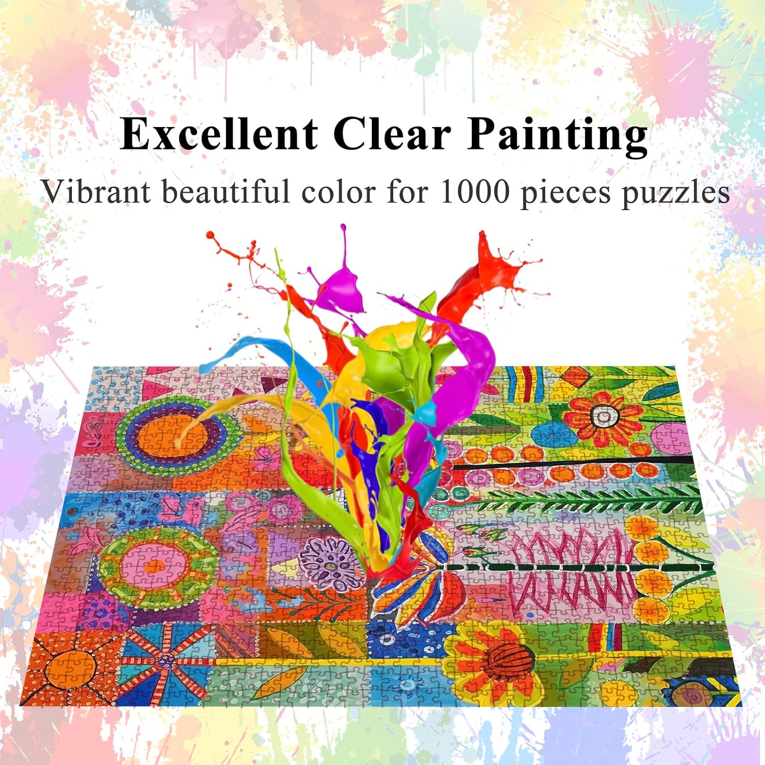 Detalle 2 de Bullglesup 1000-Piece Jigsaw Puzzle: Colourful Flower Scene with Interlock and Back-Letter Aids