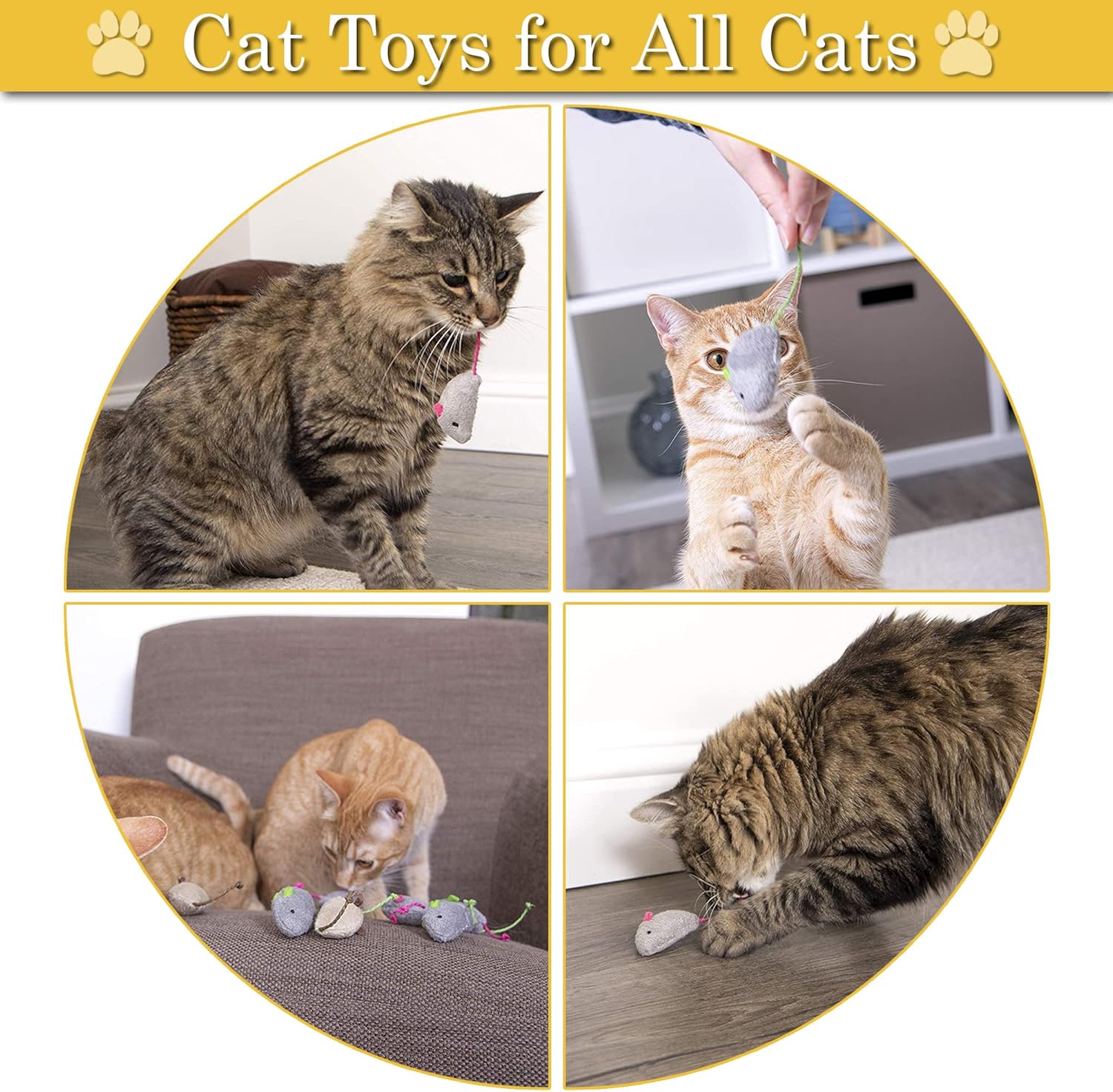 Detalle de KTL 6 Pièces Souris Herbe à Chat – Peluches Colorées et Drôles pour Chat et Chaton