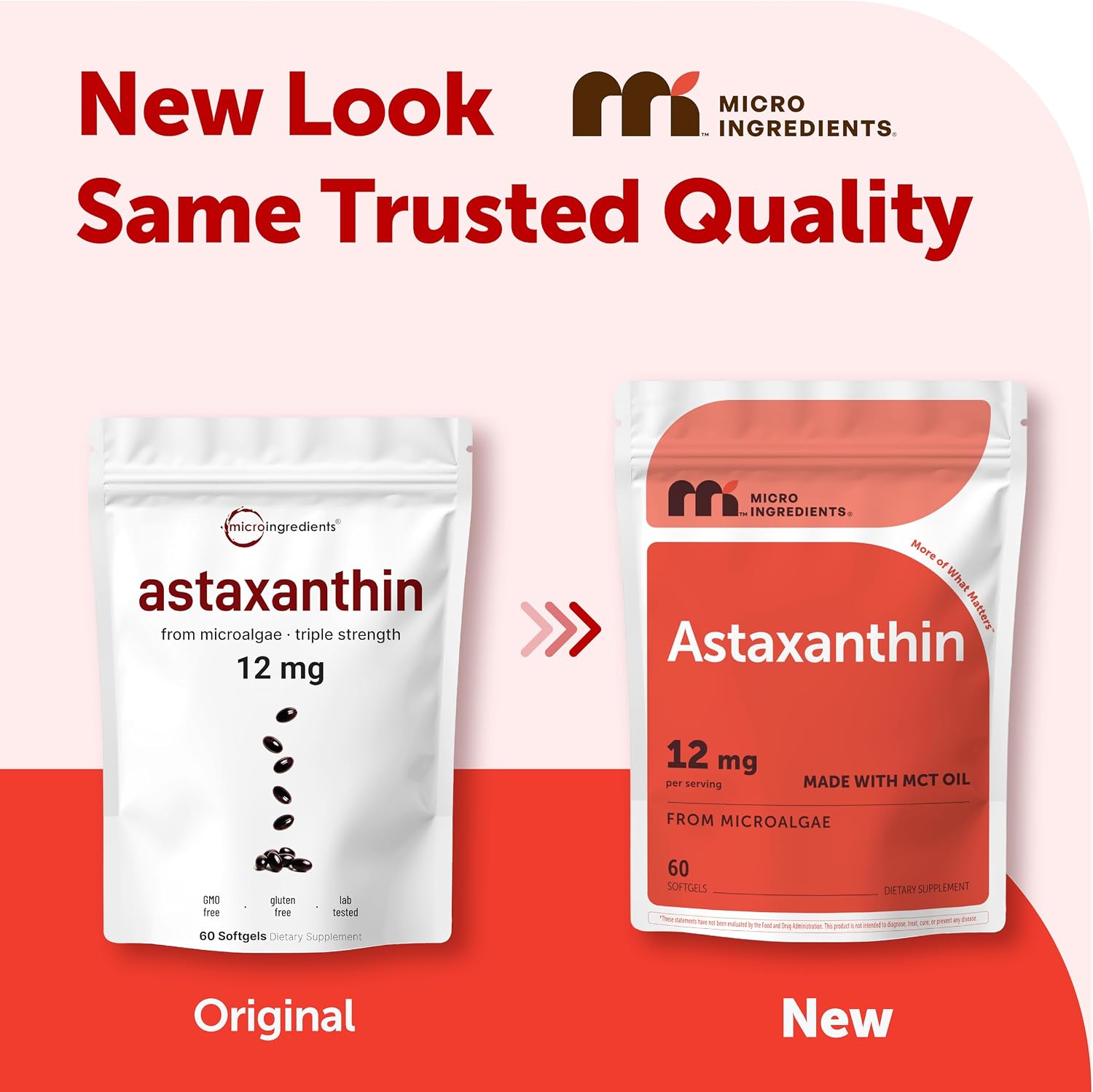 Detalle de Micro Ingredients Astaxanthin 12 mg Softgels with MCT Oil, 60 Count