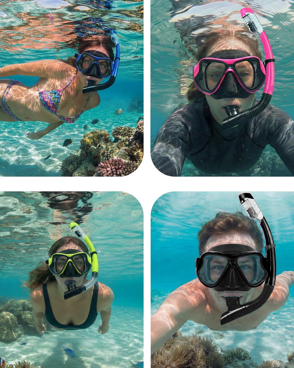 Thumbnail 1 de Dry-Top Snorkel Mask Set with Dry Snorkel – 180° Panoramic View for Adults, Teens & Kids