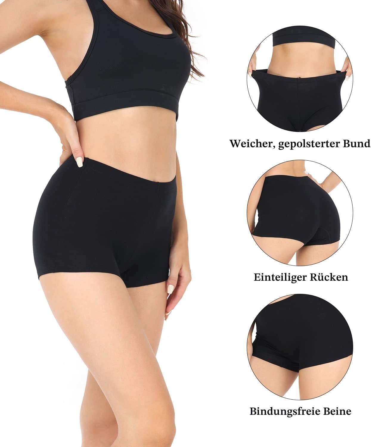 Detalle de wirarpa Damen Baumwolle Boxershorts/Unterhose als Radlerhose unter Kleid – 4er Pack