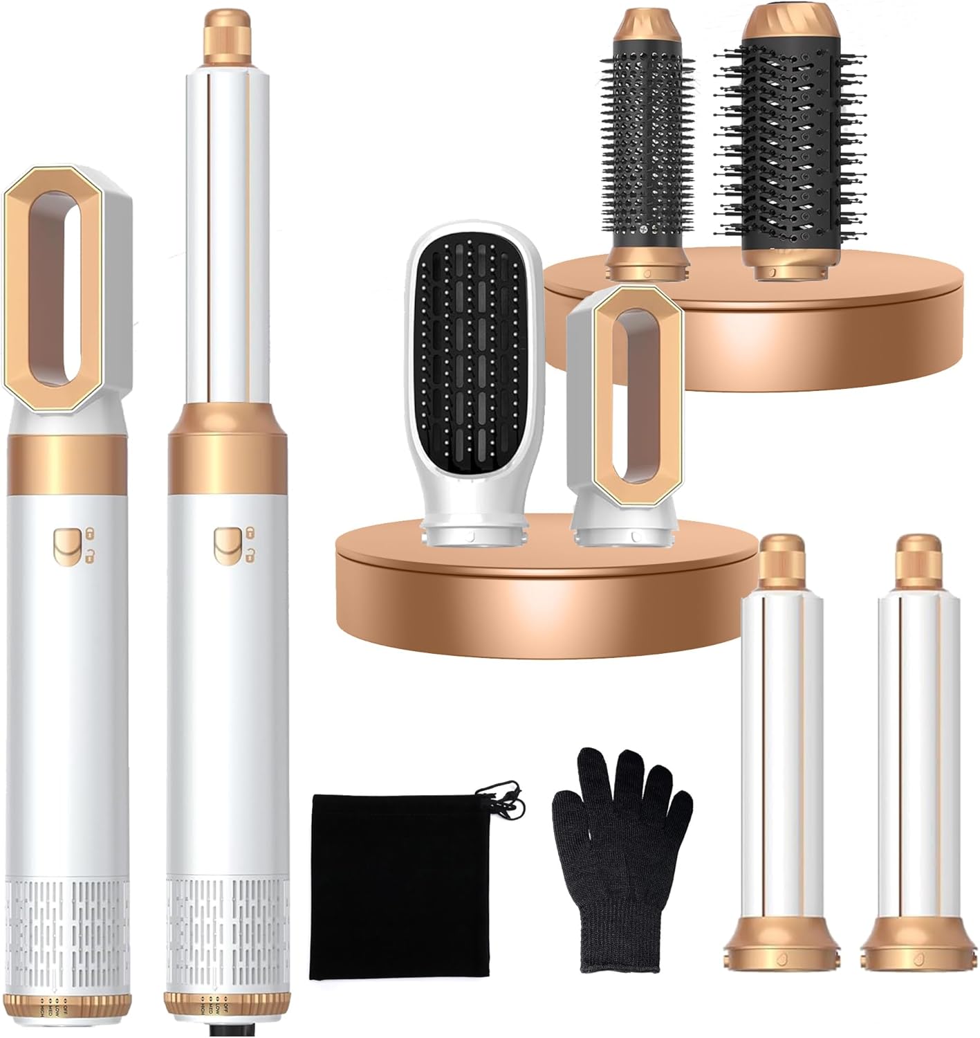 Detalle de MogaWave Airbrush Hair Styler 6 in 1 Magic Styler Pro – 360° Auto Curler & Dryer for All Hair Types