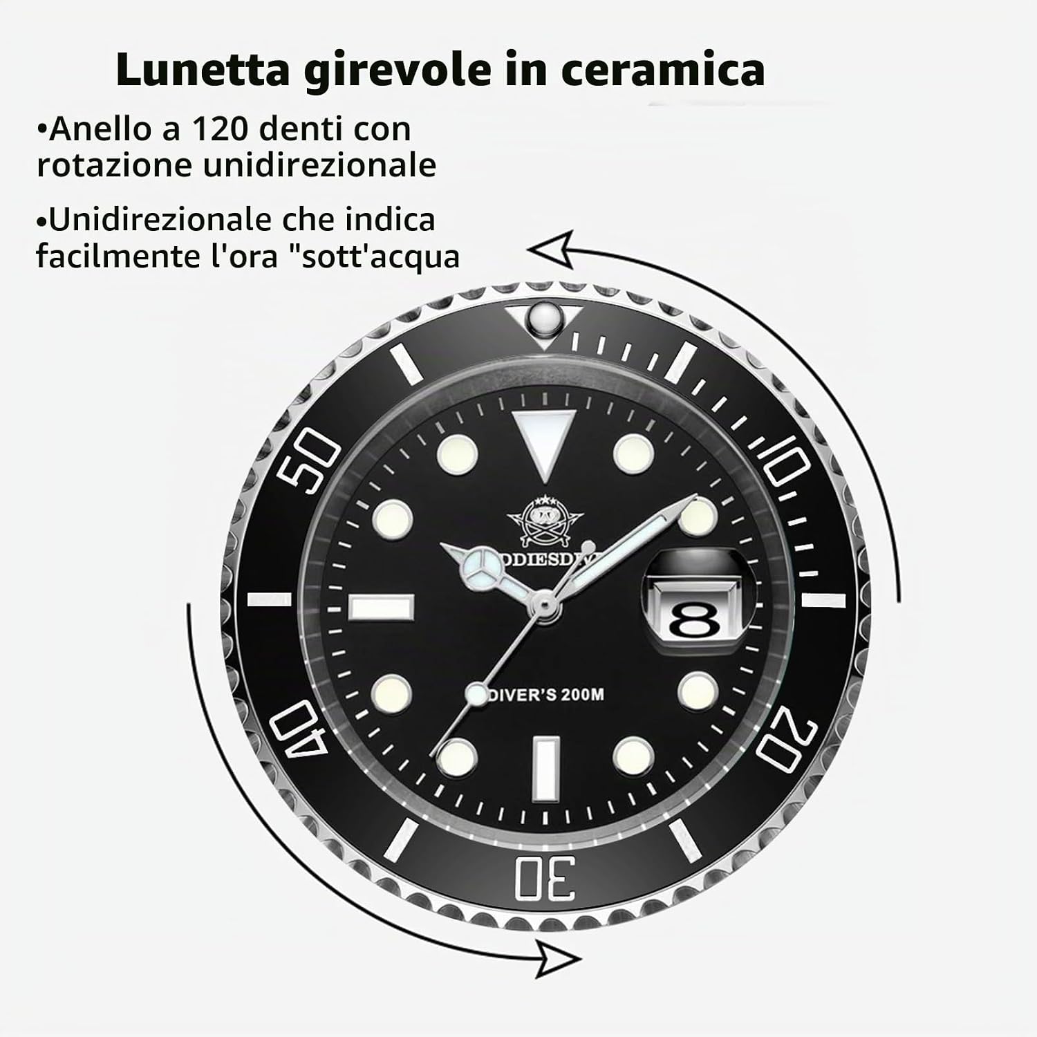 Detalle de ADDIESDIVE Quarzo Orologio Uomo Diver's 200 M: luminosità, robustezza e stile subacqueo