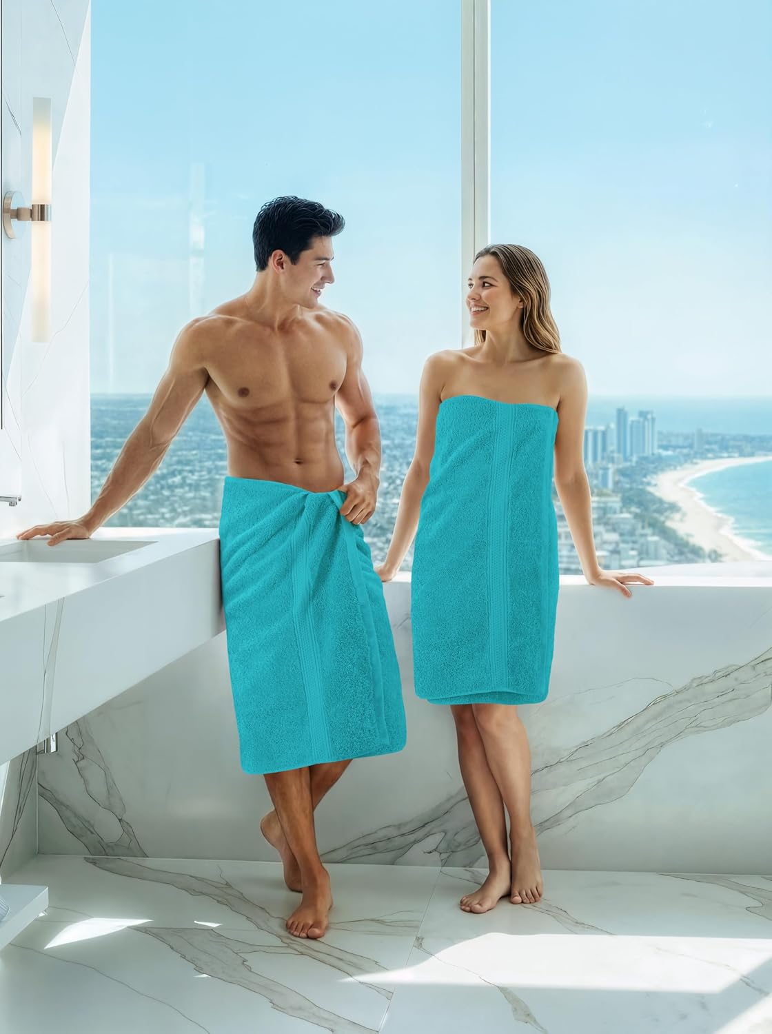 Thumbnail 6 de Utopia Towels 4er-Set Badetücher (Premium, 100% ringgesponnene Baumwolle) 69 x 137 cm – türkis