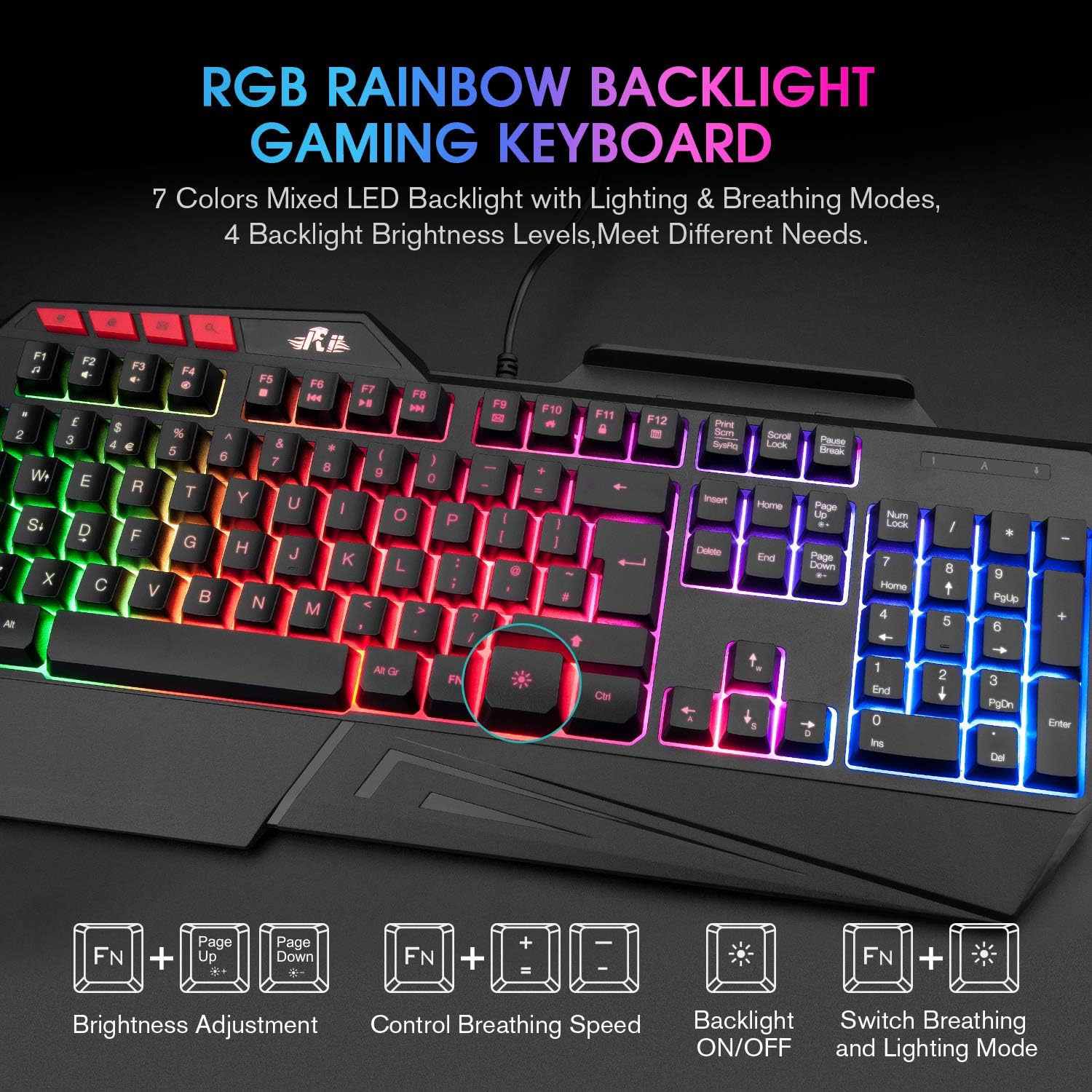Thumbnail 4 de Rii RK202 Gaming keyboard with rainbow LED