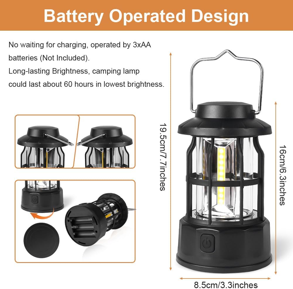 Detalle 2 de Flintronic Camping Lanterns Retro 2-pack
