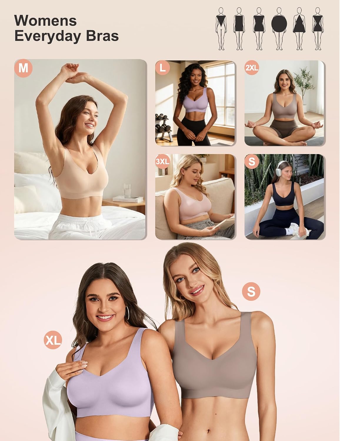 Detalle de Showyoo Jelly Bra, Seamless Wireless Pullover Bralette with Wide Straps