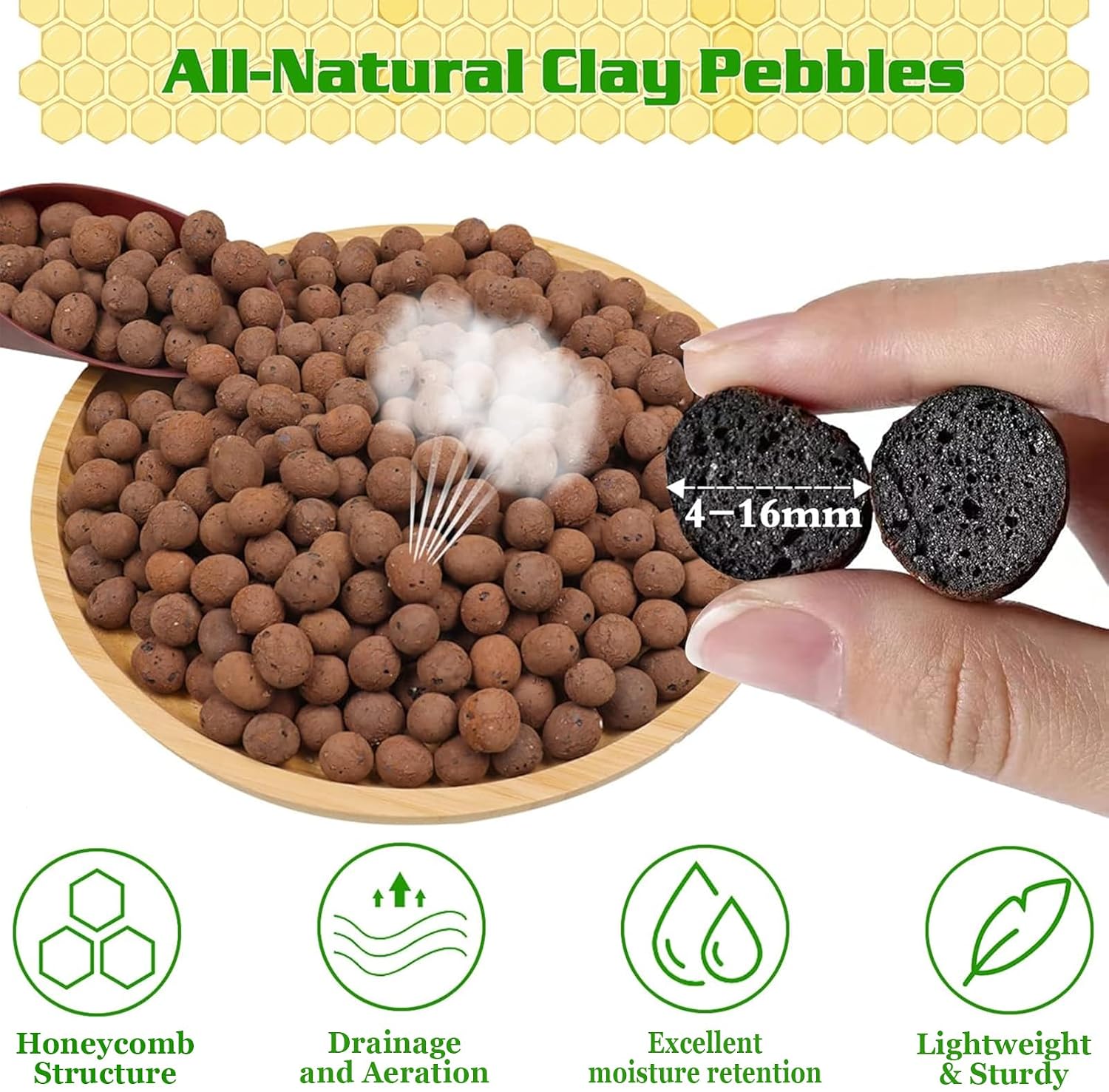 Detalle de Legigo L-CA-Clay Ball LECA Clay Pebbles, 4mm–16mm Natural Hydroponic Medium