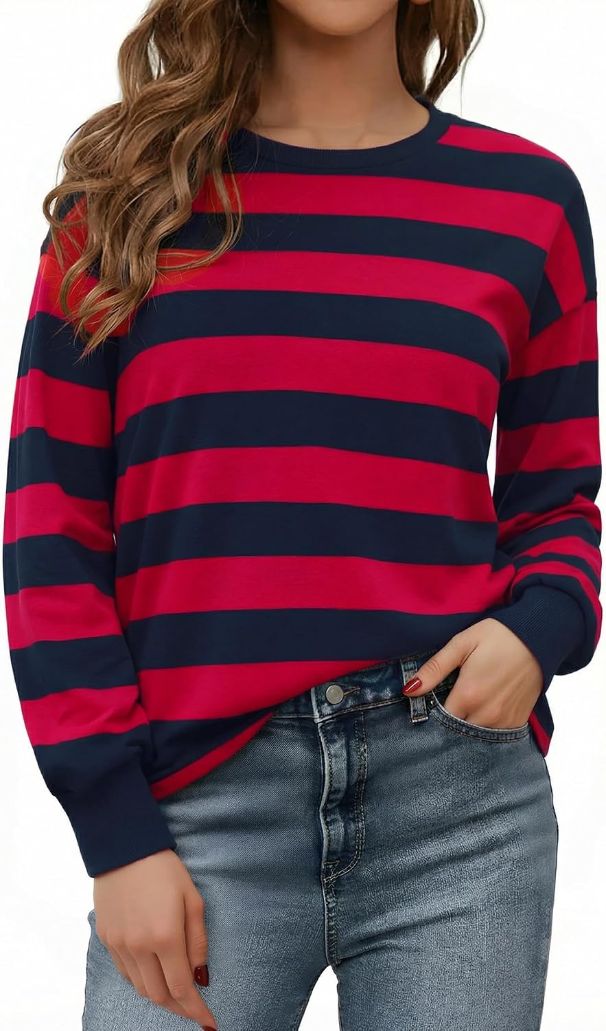 Thumbnail 6 de Oversized Sweatshirt Damen mit Streifen