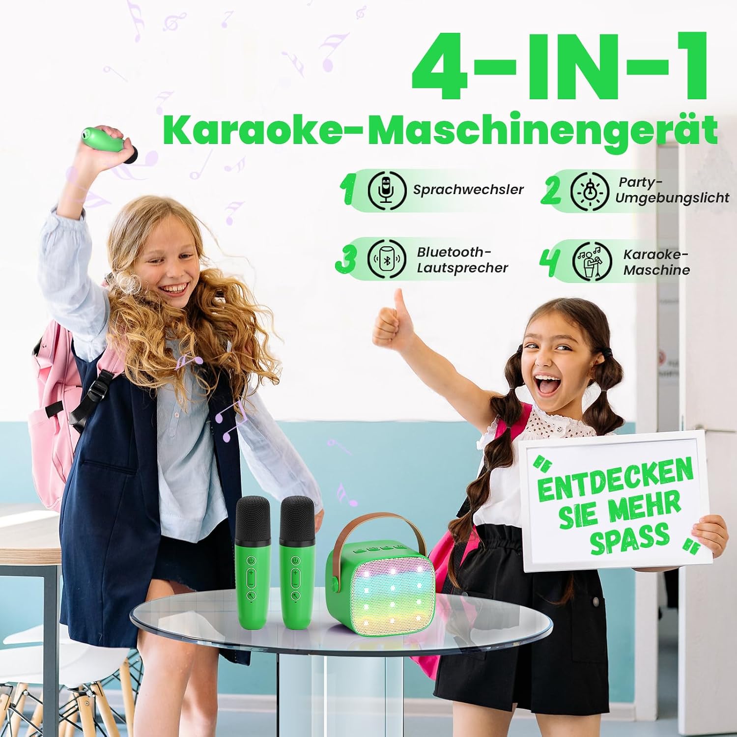 Thumbnail 5 de Karaoke Maschine Kinder mit 2 Mikrofonen – Premiumversion