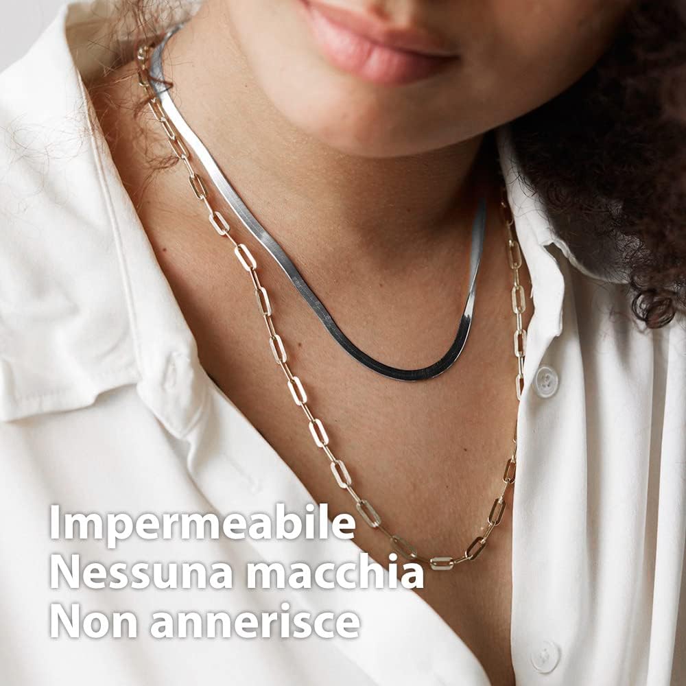 Thumbnail 2 de BONNYBIRD Collana in Acciaio Chirurgico Multifilo Donna: Argento, Oro e Oro Rosa