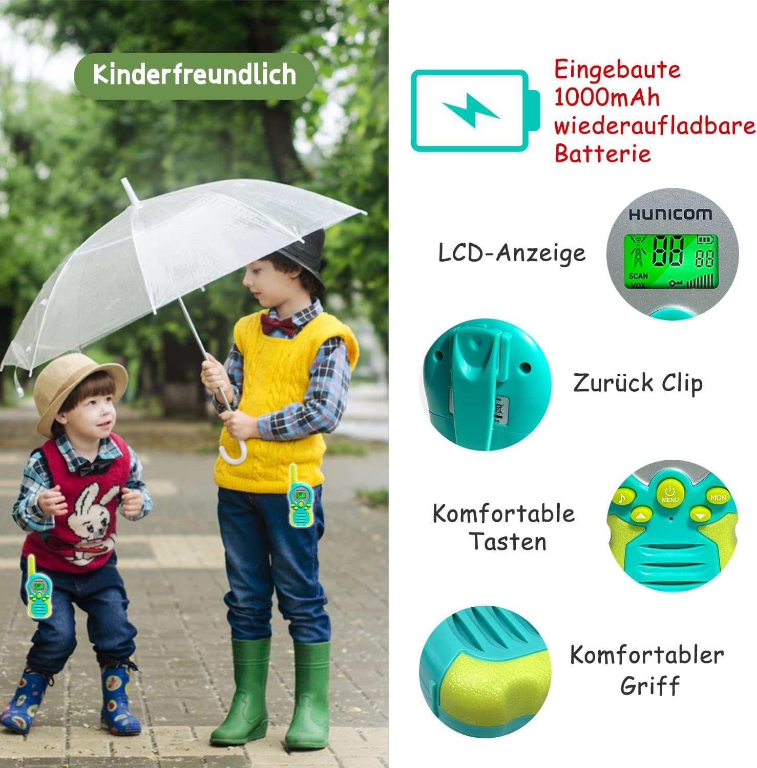 Thumbnail 1 de Walkie Talkies Wiederaufladbar für Kinder – PMR Woki Toki Radio, 3+ km Reichweite, 8 Kanäle