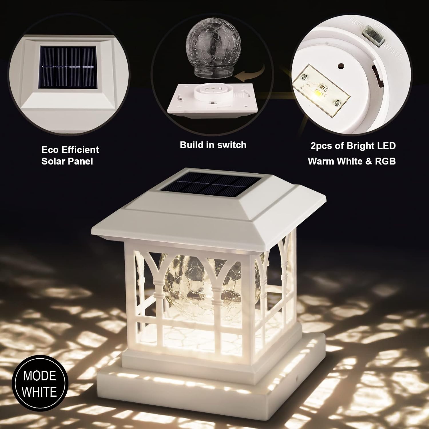Detalle de AEFRELEOHT Solar Post Cap Lights 20 Lumens
