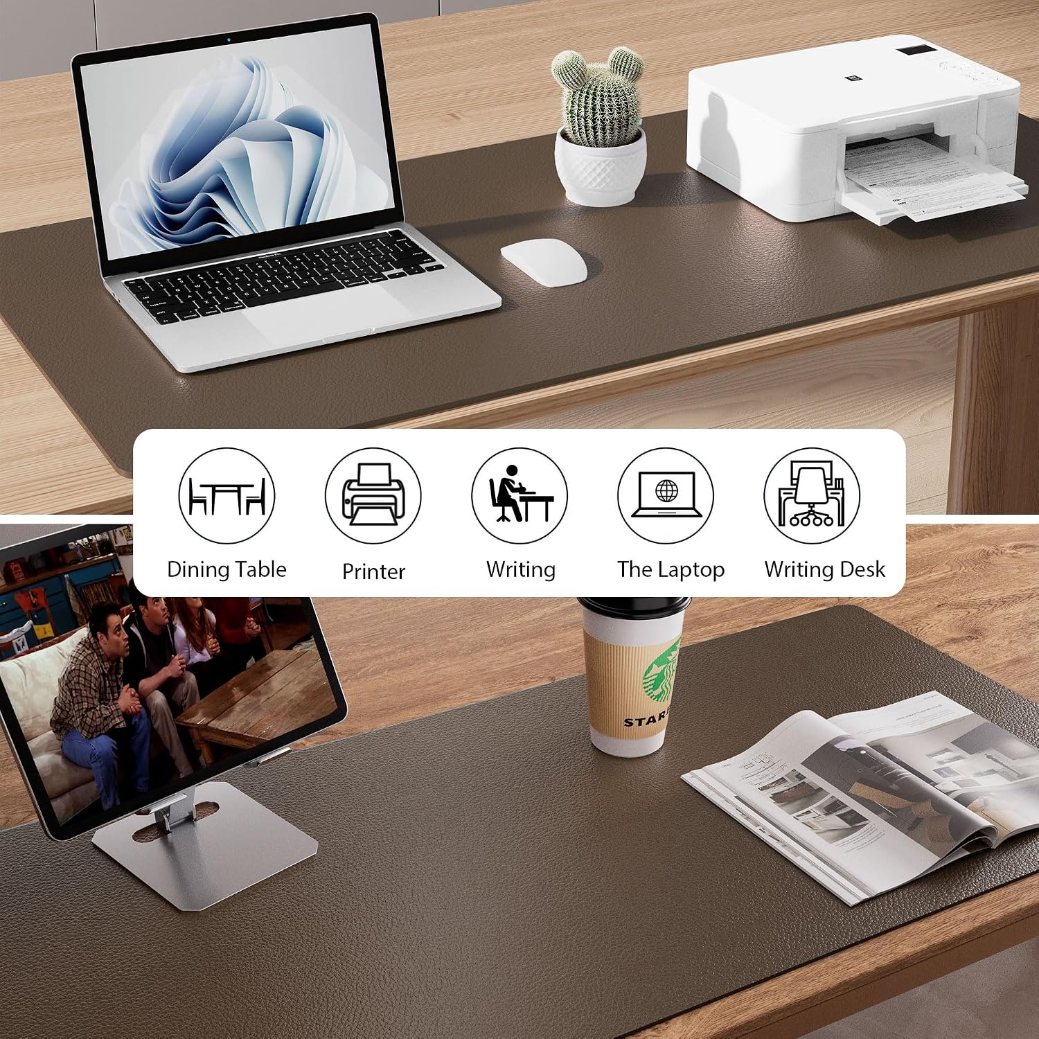 Thumbnail 5 de Aothia PU Leather Desk Mat 91x43cm