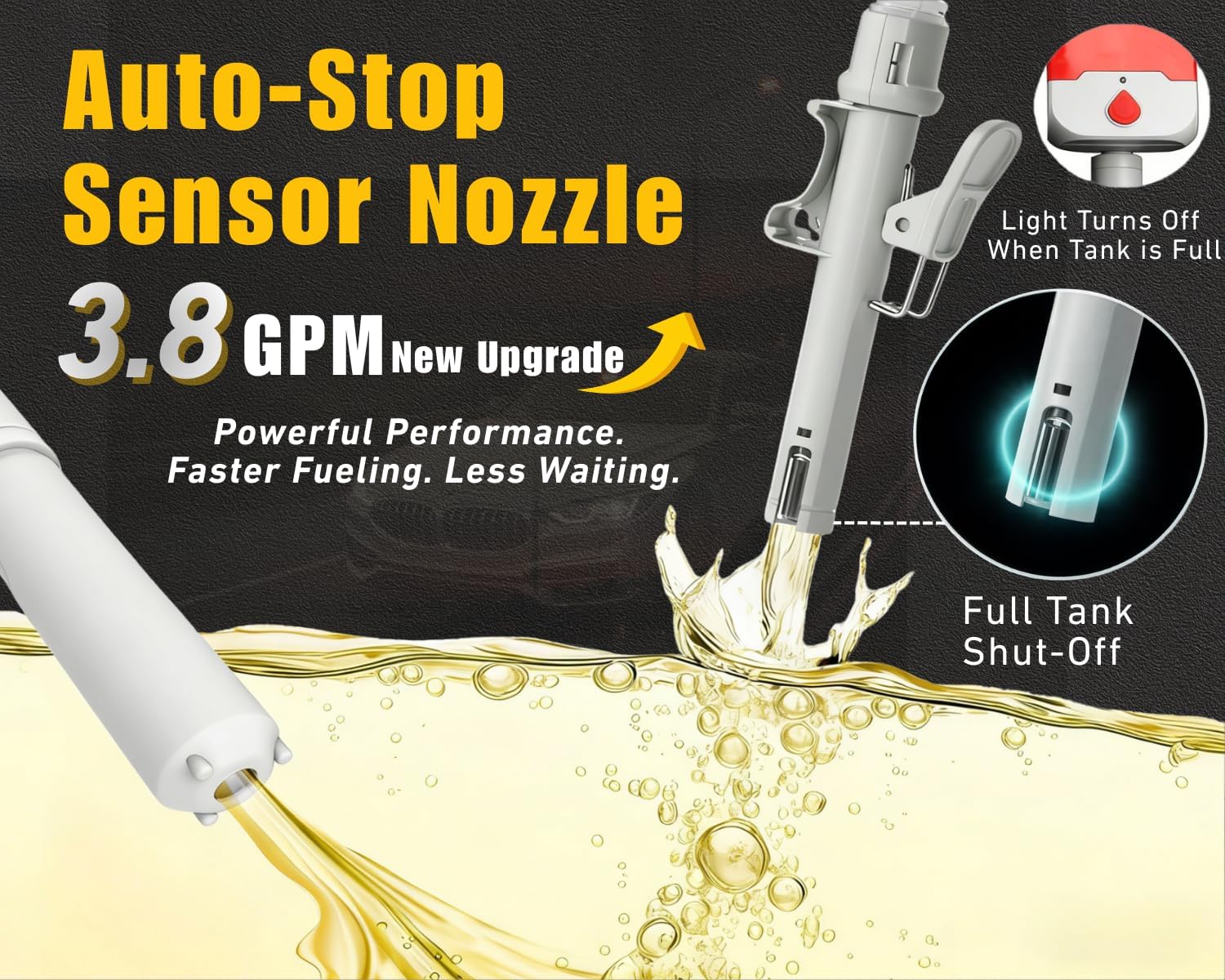 Detalle de Fuel Transfer Pump with Auto-Stop: 3.8 GPM Cordless Gas Pump with 51" Hose