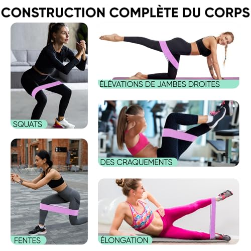 Detalle de Suright Bande Elastique Musculation en Tissu – Bande Élastique Fitness à 3 niveaux